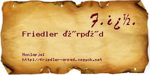 Friedler Árpád névjegykártya